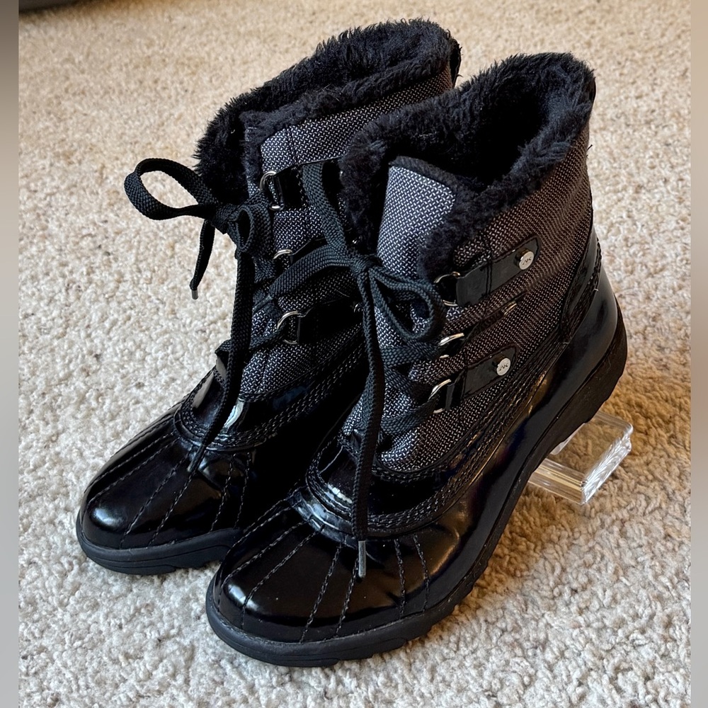 Anne Klein Black and Gray Winter Boots